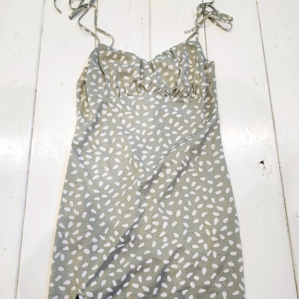 SHEIN Green Polka Dot Mini Dress Tie Strap Women's Size S